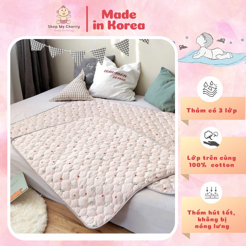 Thảm Chống Thấm Cao Cấp DECOONE Cho Bé Nhập Trực Tiếp Từ Hàn Quốc, Mẫu Quả Dâu