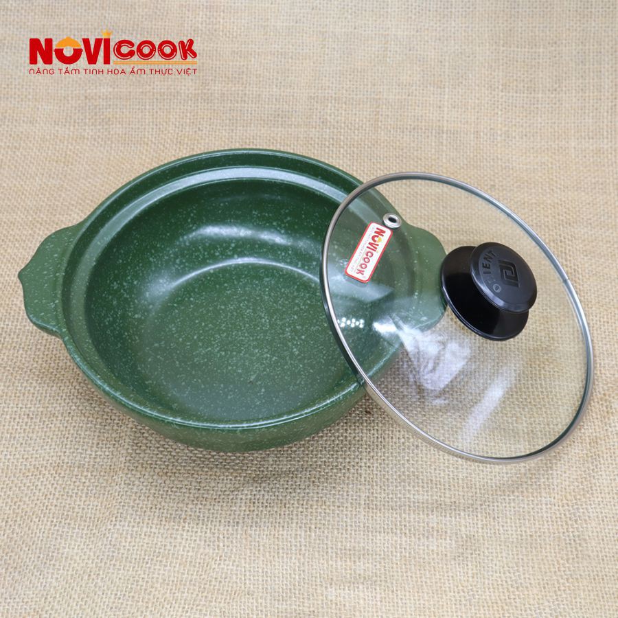 [HOT SALE] Nồi Sứ Cạn 1.2L Cao Cấp - màu xanh lá, nồi kho cá, nồi đất giá rẻ, nồi nhỏ