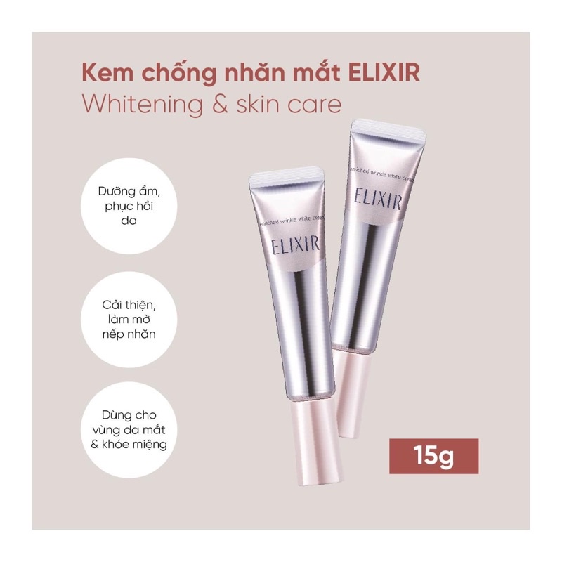 Kem dưỡng trắng lão hóa chống nhăn mắt Shiseido Elixir Enriched Wrinkle Cream 15g/22g Nhật bản