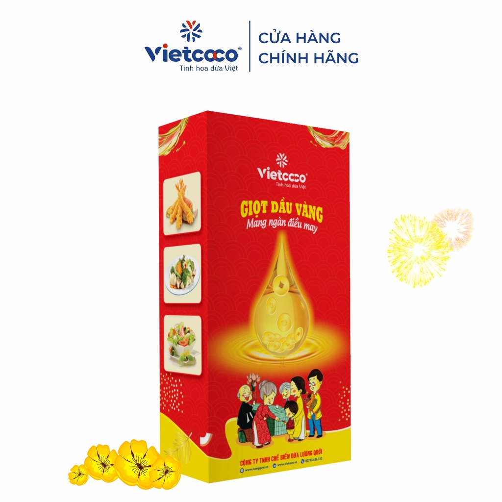 [COMBO TẾT NGÀN ĐIỀU MAY] COMBO 2 CHAI DẦU DỪA VIETCOCO 100% NGUYÊN CHẤT - CHAI 1L