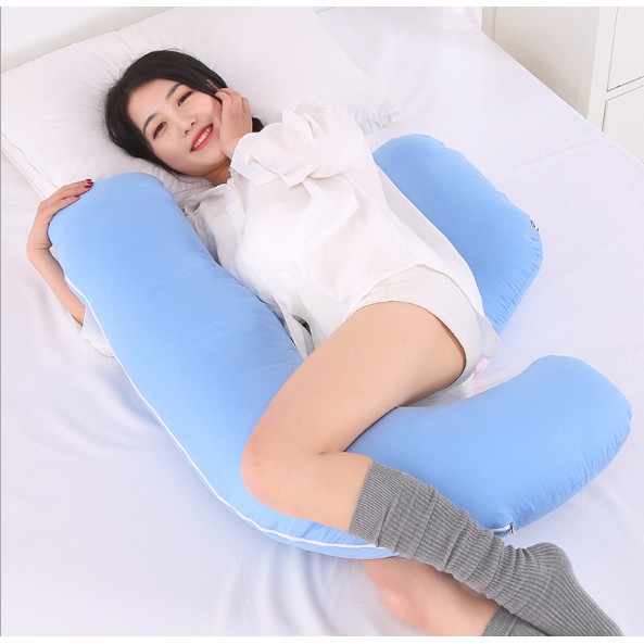 Gối ôm bà bầu chữ J Gobaba vải cotton lụa Hàn Quốc, bông mềm mại giúp mẹ ngủ ngon con khỏe mạnh