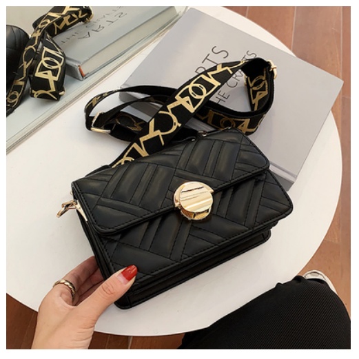 D267 Túi đeo chéo dây đeo bản to khóa tròn sang chảnh