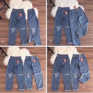 Quần Baggy Nữ Jean Rách Fom Rộng Thoáng Mát Chuẩn Size Việt