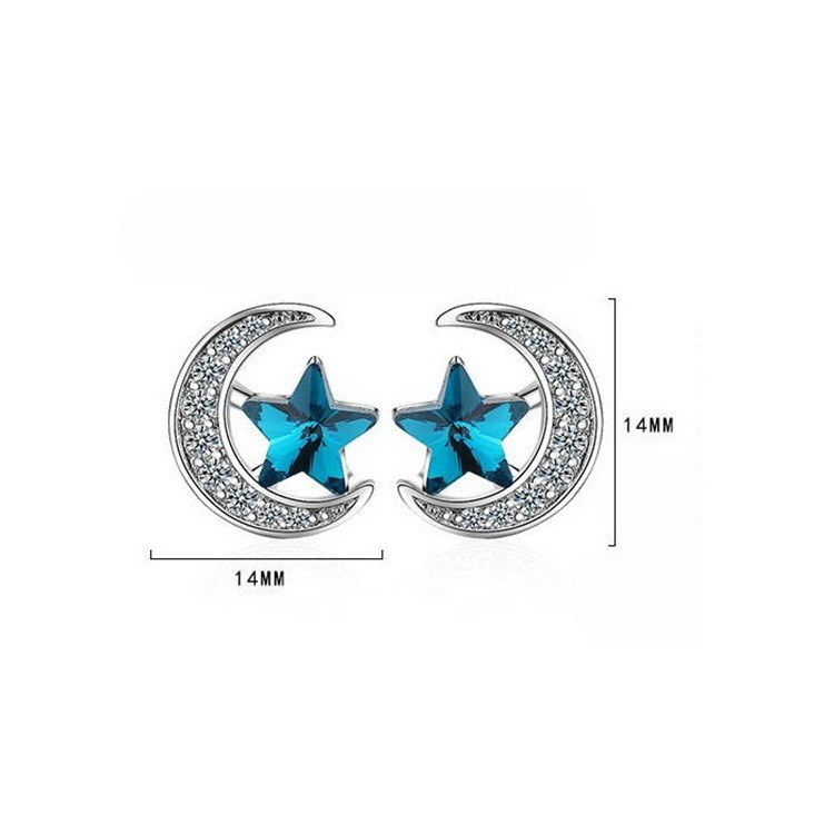 Bông tai thời trang nữ trăng sao, bạc ý S925 - HT237