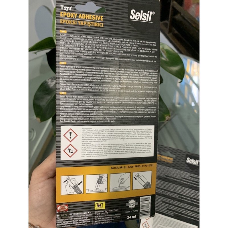 Keo Epoxy đa dụng dán mọi bề mặt Selsil T171 Mul 5 phút khô 24ml
