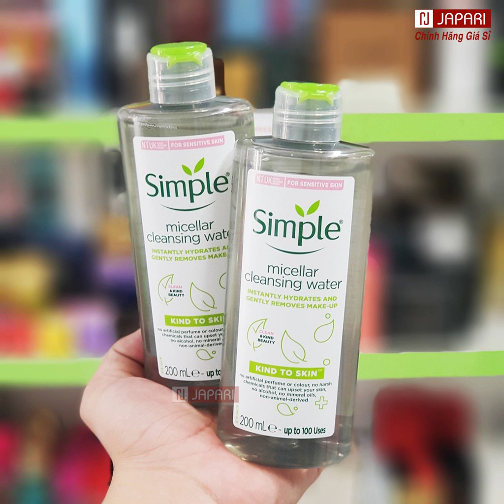 Bộ Combo Simple Toner Nước Hoa Hồng + Nước Tẩy Trang Simple Toners Chăm sóc cho da dầu mụn, da nhạy cảm không cồn JAPARI