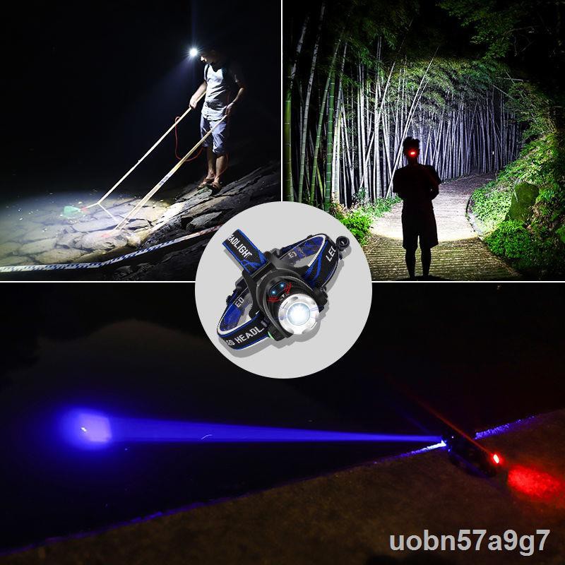 Đèn pha, cảm ứng ánh sáng mạnh, sạc phóng to, không thấm nước, đầu LED chiếu xa siêu sáng- gắn pin, câu cá, cá