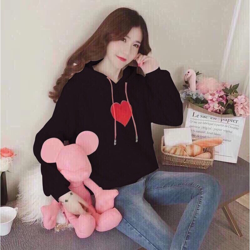 [HOT SIÊU GIẢM GIÁ] ÁO KHOÁC HOODIE NỈ THỜI TRANG NỮ THÊU HÌNH TRÁI TIM SIÊU CUTE | BigBuy360 - bigbuy360.vn