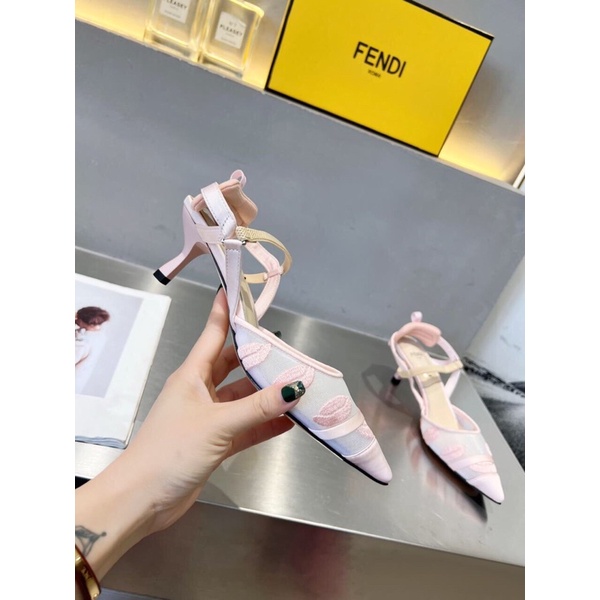 Sandal bít mũi mẫu mới gót cao 5.5cm/8.5cm thương hiệu Fendi FD cao cấp