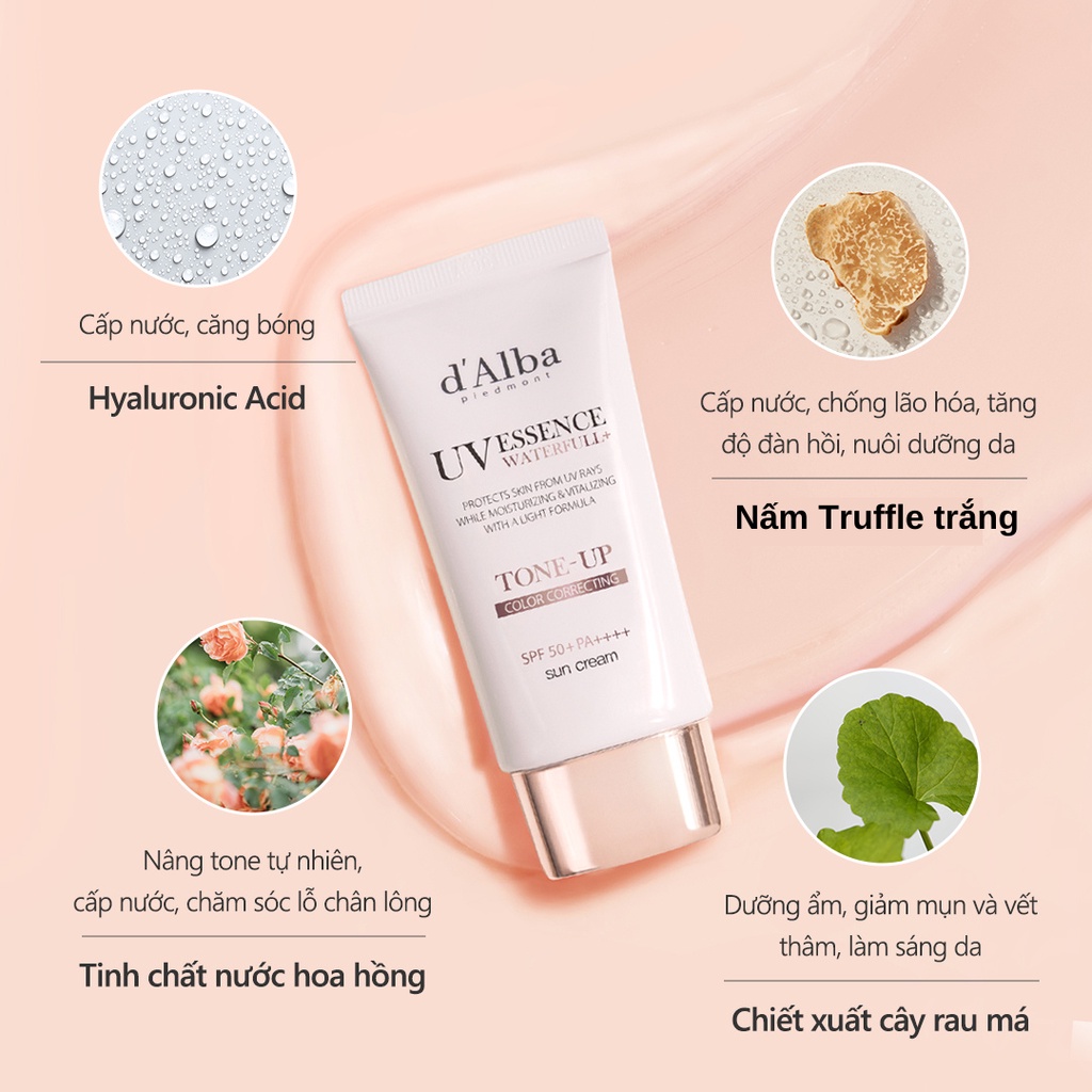 [d'Alba Official] Kem chống nắng nâng tông da Waterfull Tone-up Sun Cream SPF 50+ 50ml