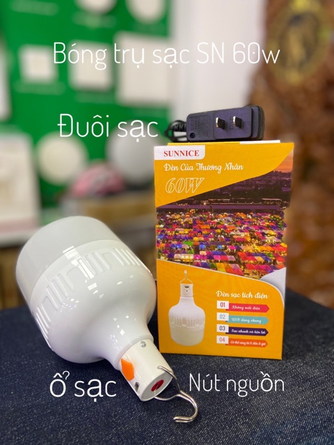 Bóng đèn Led Sạc Trụ Sunnice 30w 60w 90w 100w ánh sáng trắng - dễ sử dụng, tiện lợi, hiệu suất phát sáng cao, an toàn