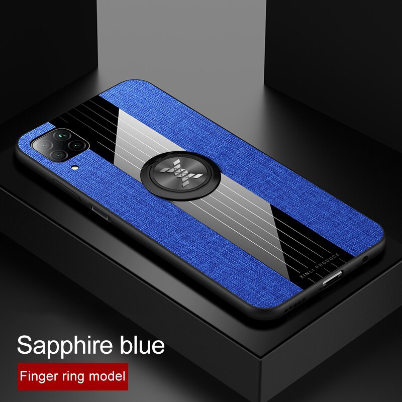 Ốp điện thoại cứng viền dẻo phối vải kèm giá đỡ nhẫn sang trọng cho HUAWEI NOVA 7I