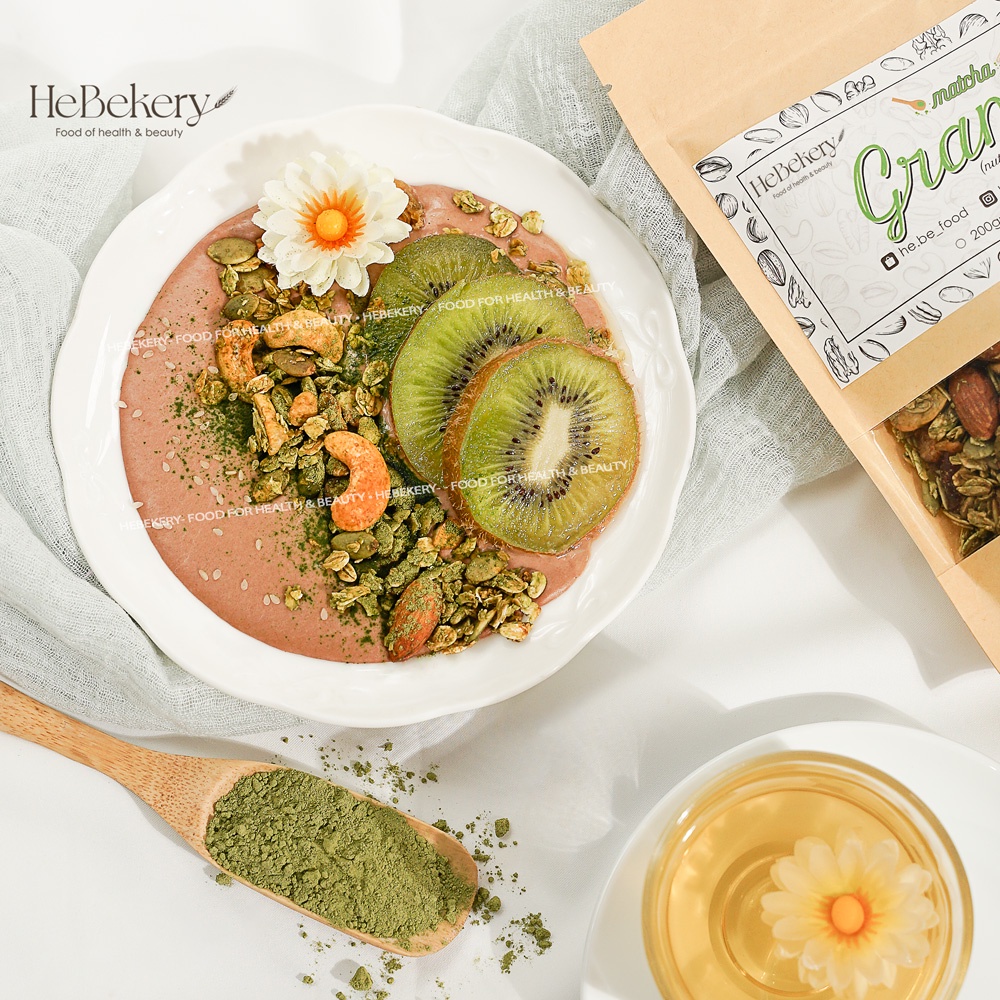 500g Granola Truly Healthy HEBEKERY by HEBE - Ngũ Cốc Dinh Dưỡng Lành Mạnh Tự Nhiên - Vị Matcha