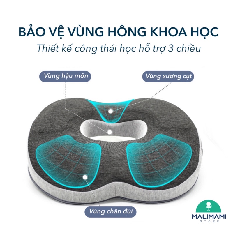 [Mẫu mới 2021] Đệm Tròn Memory Foam 3D dành cho Văn Phòng, Ô Tô, Người Đau Xương Cụt, Bệnh Trĩ - PAD017