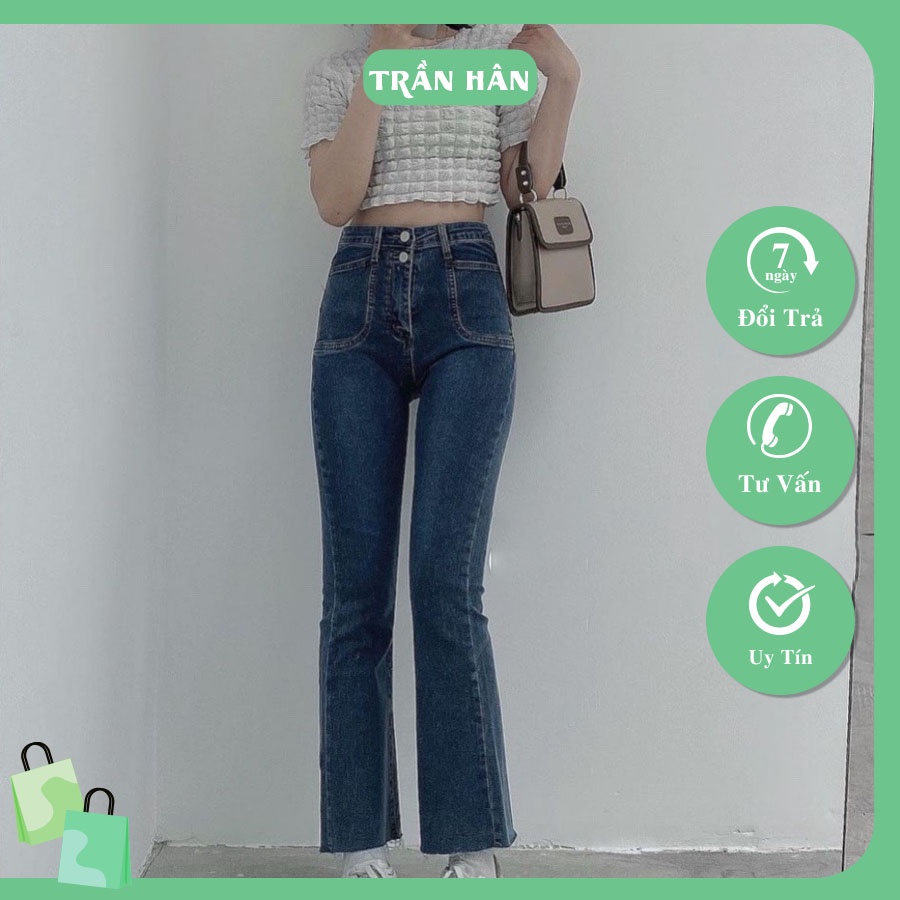 Quần jean nữ jean loe 6728 2 Khuyu túi ốp chất jean bò đẹp thời trangI Trần Hân Shop 20003936