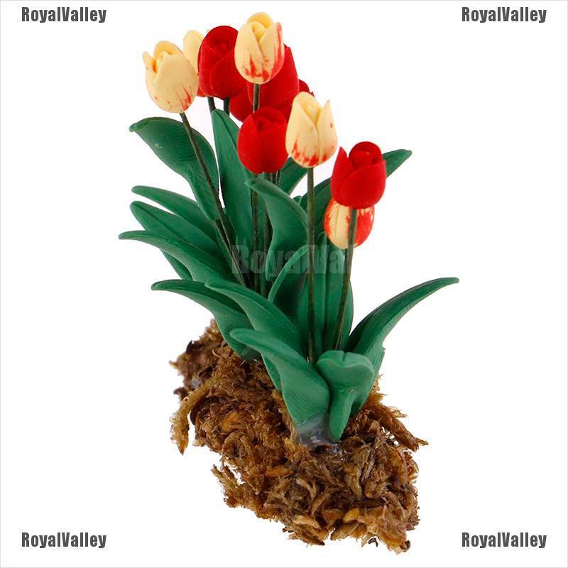 1 Hoa Tulip Giả Trang Trí Vườn Nhà Búp Bê Tỉ Lệ 1: 12