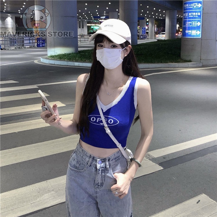 Áo Sát Nách In Chữ Cái Quyến Rũ Phong Cách retro Cho Nữ