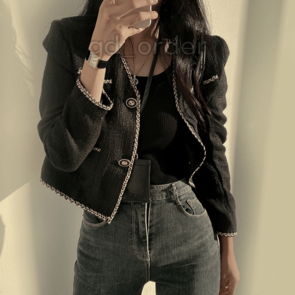 K96|Áo khoác blazer dáng ngắn cá tính cho nữ dài tay công sở thanh lịch gd_order