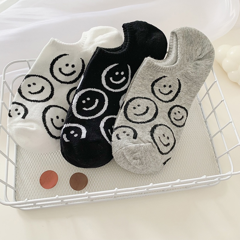 Tất cotton chải kỹ cổ ngắn vô hình kiểu đơn giản mùa hè dễ thương vui nhộn cho nữ