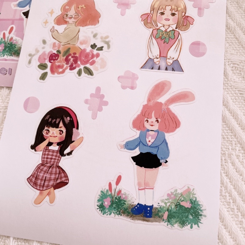 Meimei Sticker - Mei’s Collection - Set sticker cô gái xinh xắn tông hồng trang trí sổ