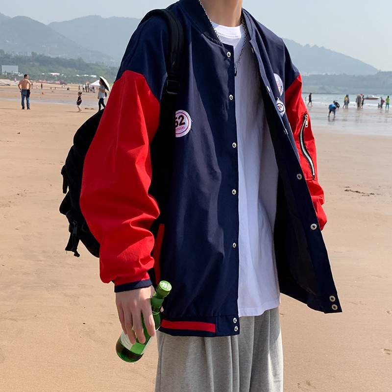 Áo khoác Bomber bóng chày unisex phong cách Hàn Quốc, Áo Bomber Varsity Jacket học sinh hottrend