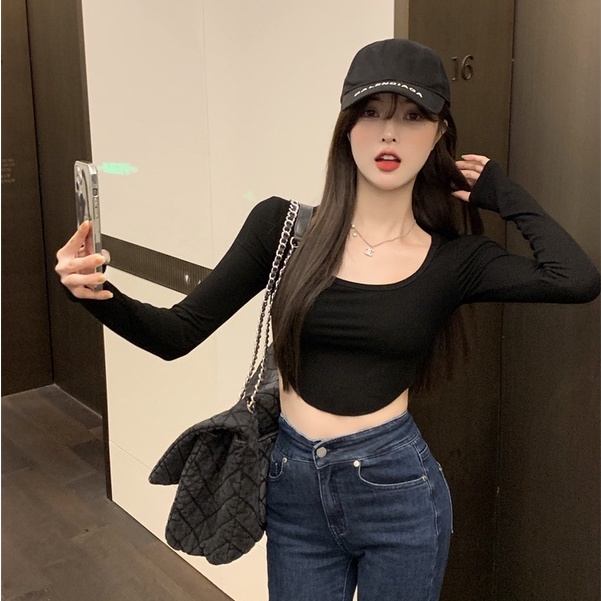 QADCOL Áo dệt kim tay dài thời trang xinh xắn đáng yêu tùy chọn màu sắc dành cho nữ