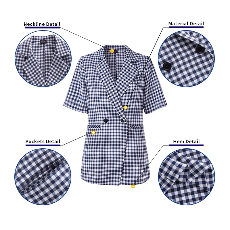 Áo khoác blazer VONDA ngắn tay họa tiết sọc caro phong cách Hàn Quốc | BigBuy360 - bigbuy360.vn