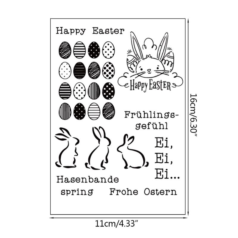 Con Dấu Silicone Trong Suốt In Nổi Hình Thỏ Phục Sinh Trang Trí Scrapbook