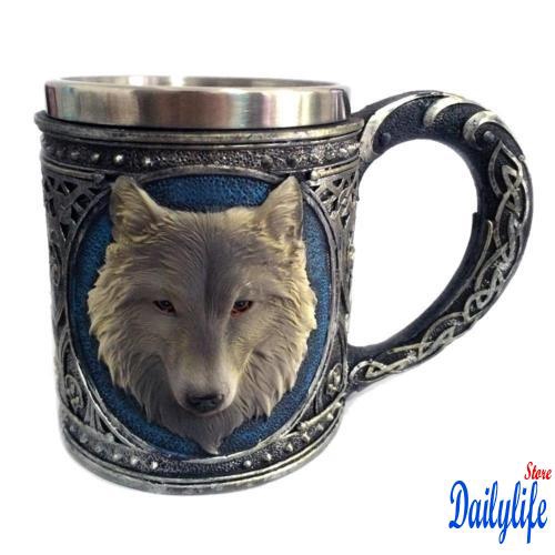 NNI-Hot Personality Retro 3D Wolf Head HANDLE MUG TEA COFFEE WITH GIFT BOX CUP