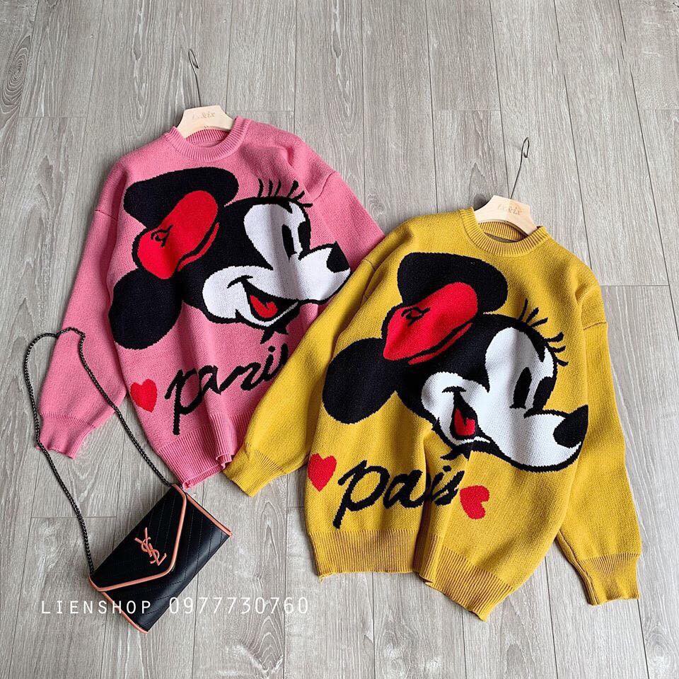 Aó len mickey big size 2 màu đỏ &vàng bigsize nữ 60-90kg (hình thật)