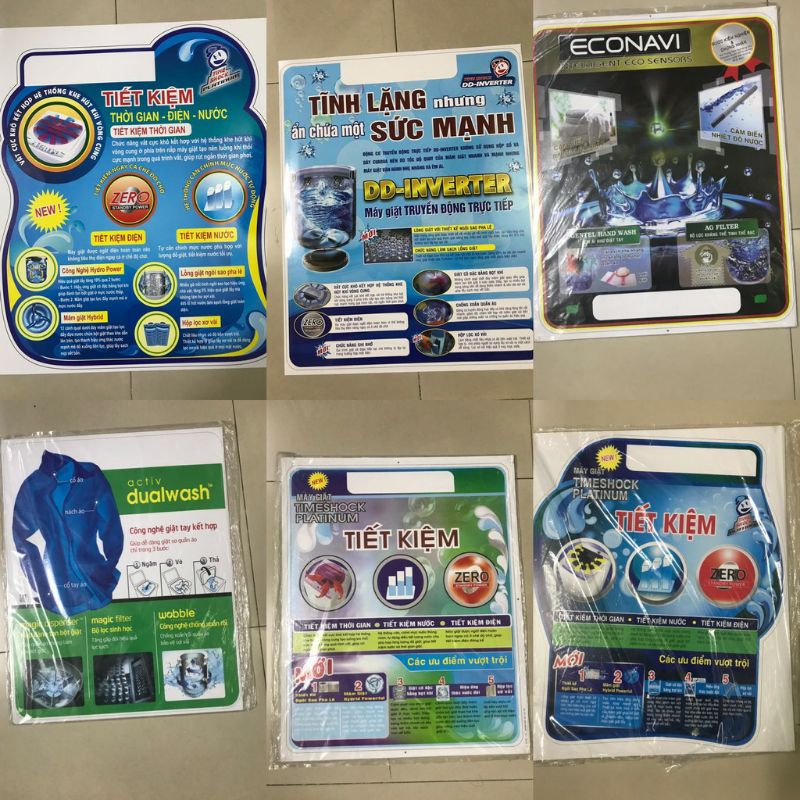 combo 5 tem máy giặt không ghi thương hiệu