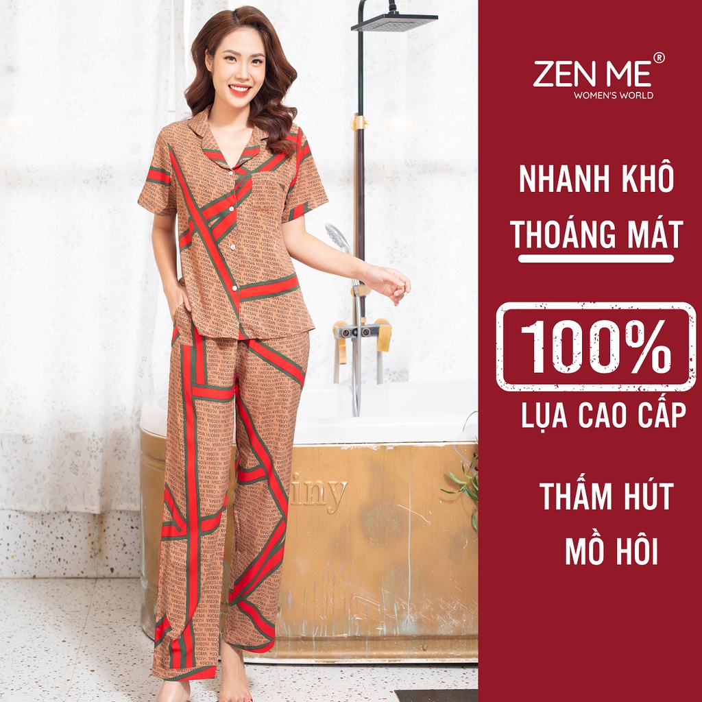 Đồ Bộ Nữ Chất Liệu Lụa Giấy Thoải Mái Họa Tiết Bắt Mắt PJD0721, Zen Me Women's World