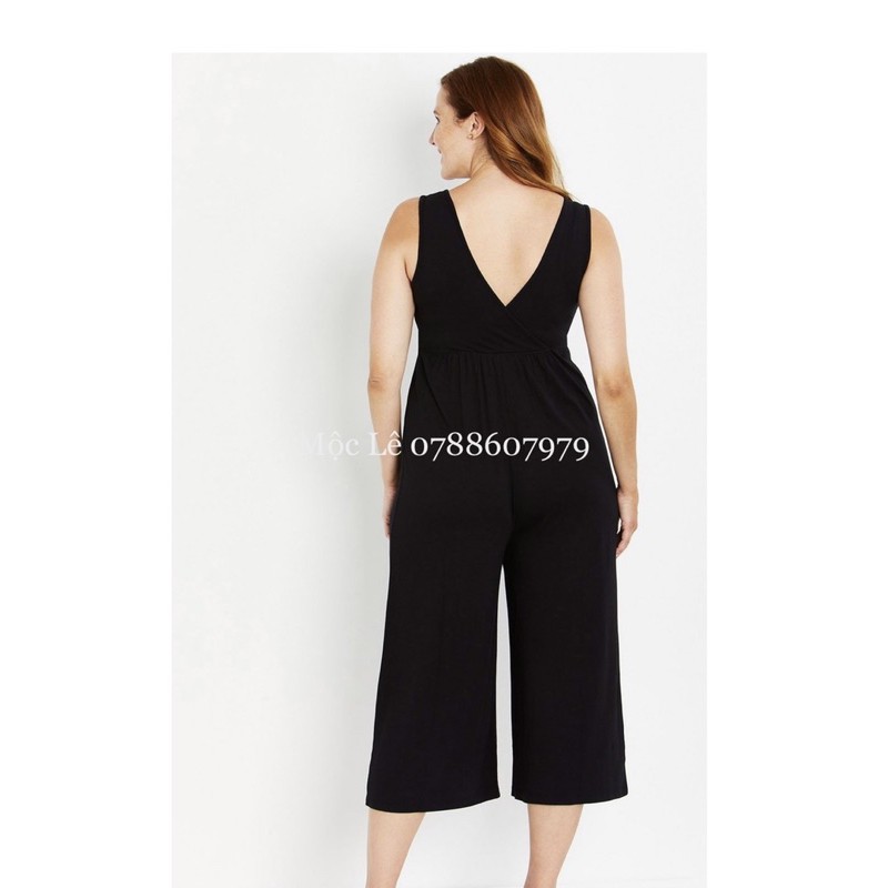 (40-110kg)Bộ thun lạnh liền thân jumpsuit xuất xịn cắt mạc sát nách ống rộng vnxk đen trơn plus size bigsize