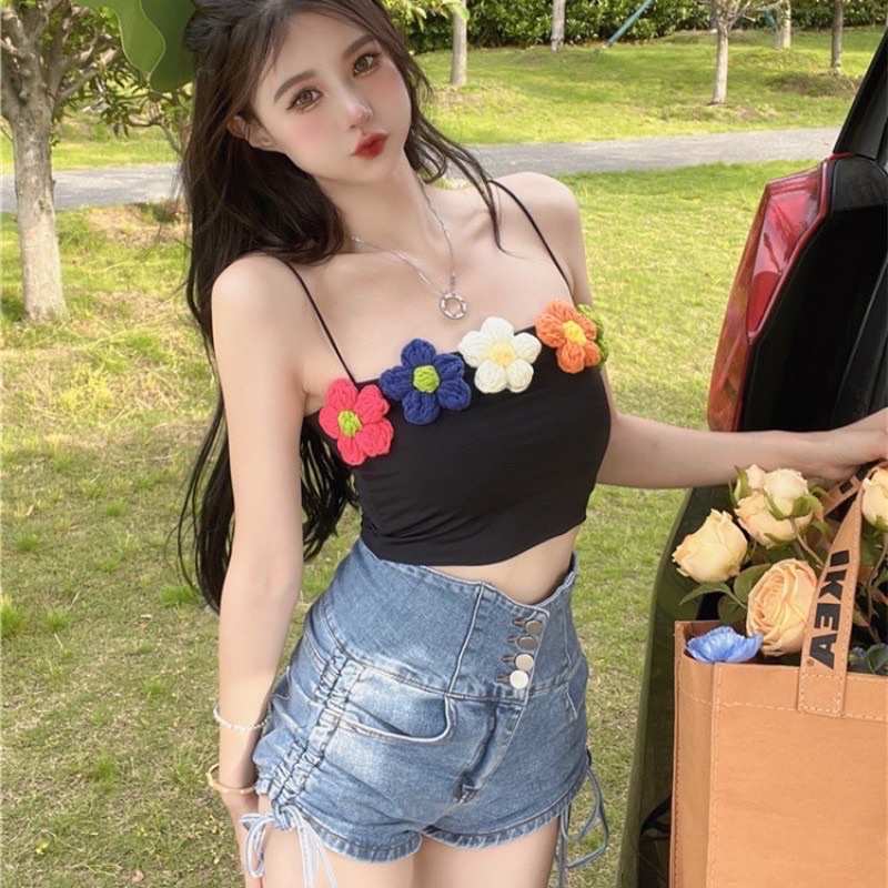 Áo phối hoa len móc xinh đẹp trẻ trung LM1