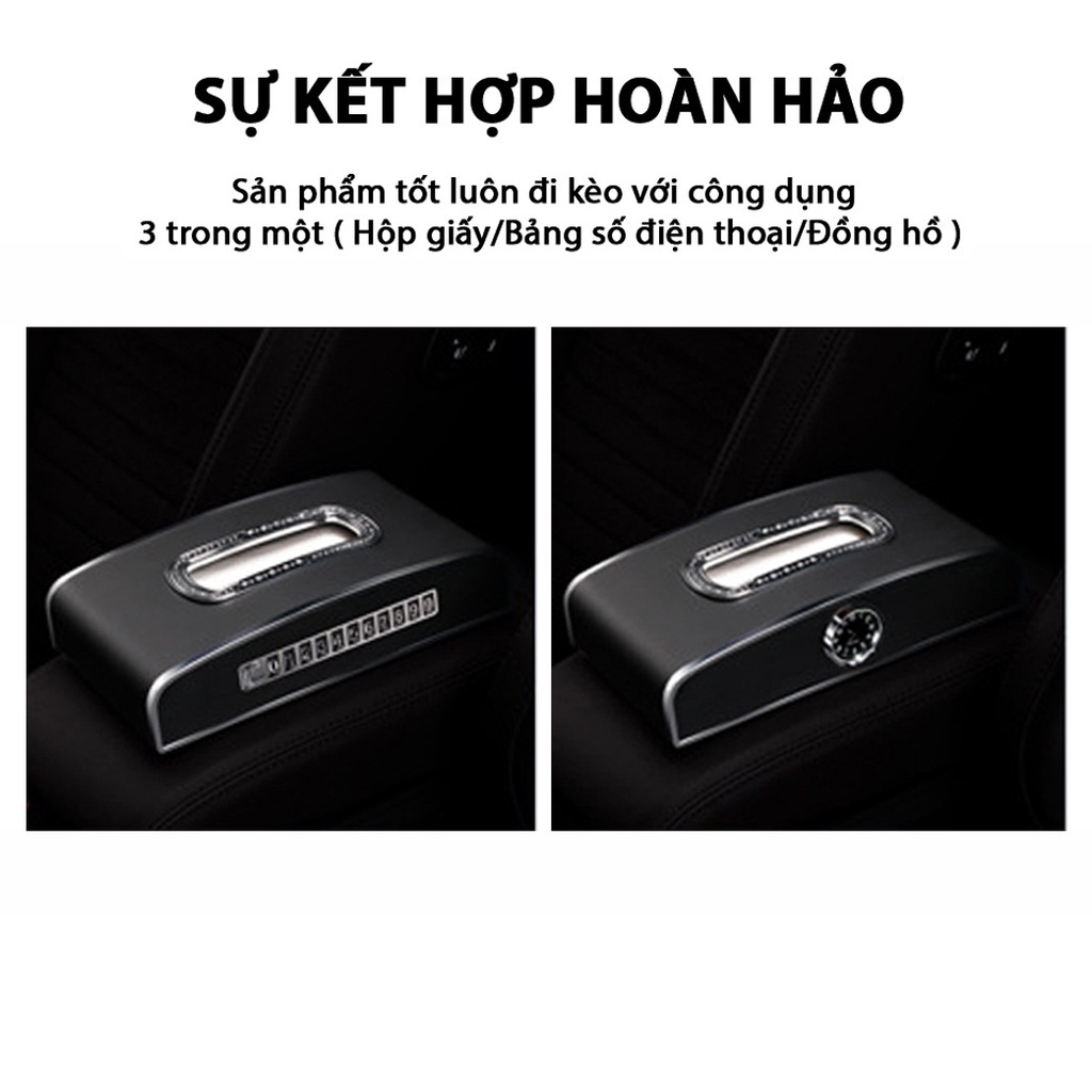 Hộp Khăn Giấy Da Cao Cấp Để Taplo Xe Ô Tô Xe Hơi Kích Thước 24x14x5 cm