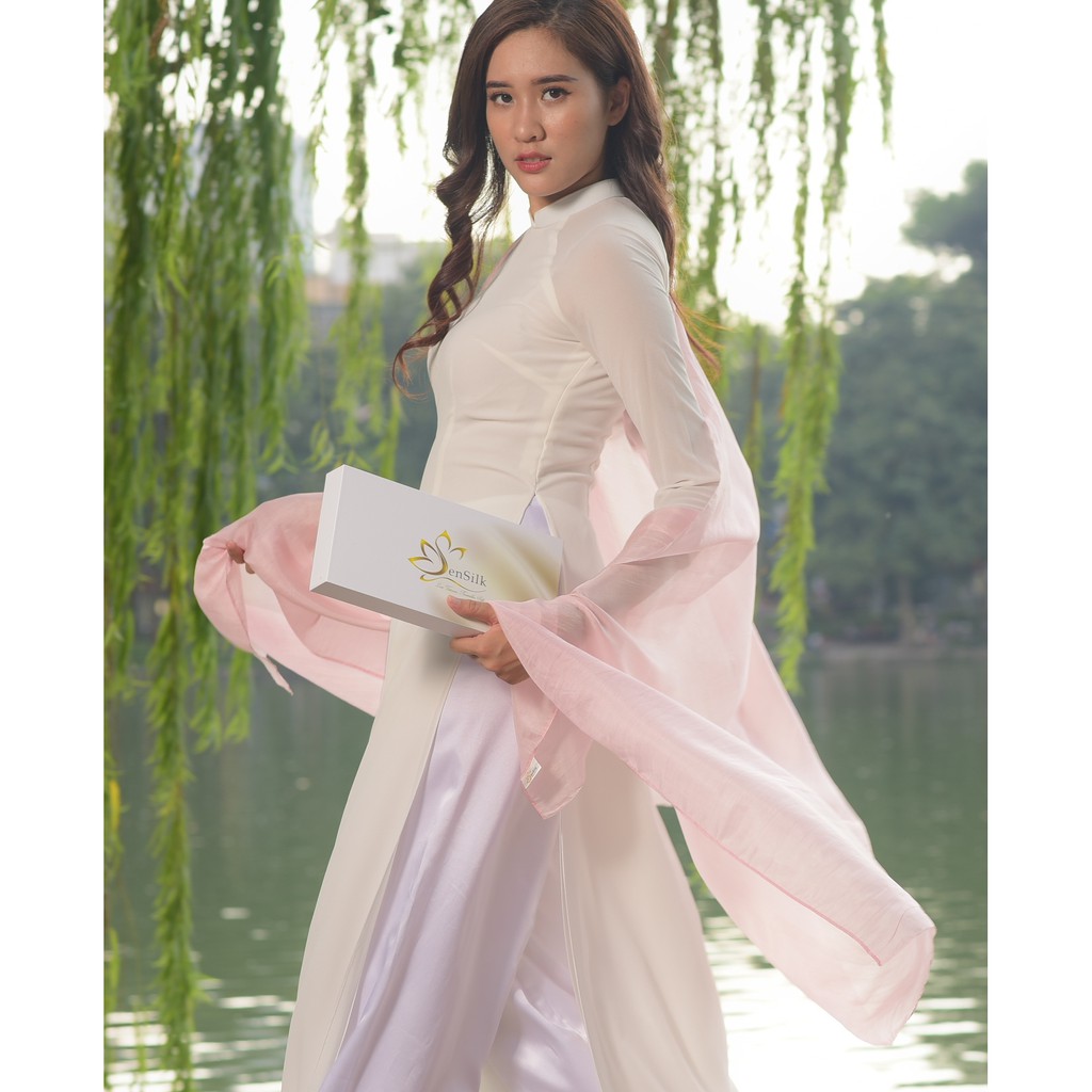 Khăn Choàng Cổ Lụa SenSilk Hồng Phấn - Quà Việt Nam