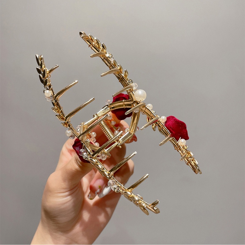 Kẹp Tóc Kim Loại Hình Hoa Hồng Sang Trọng Cho Nữ