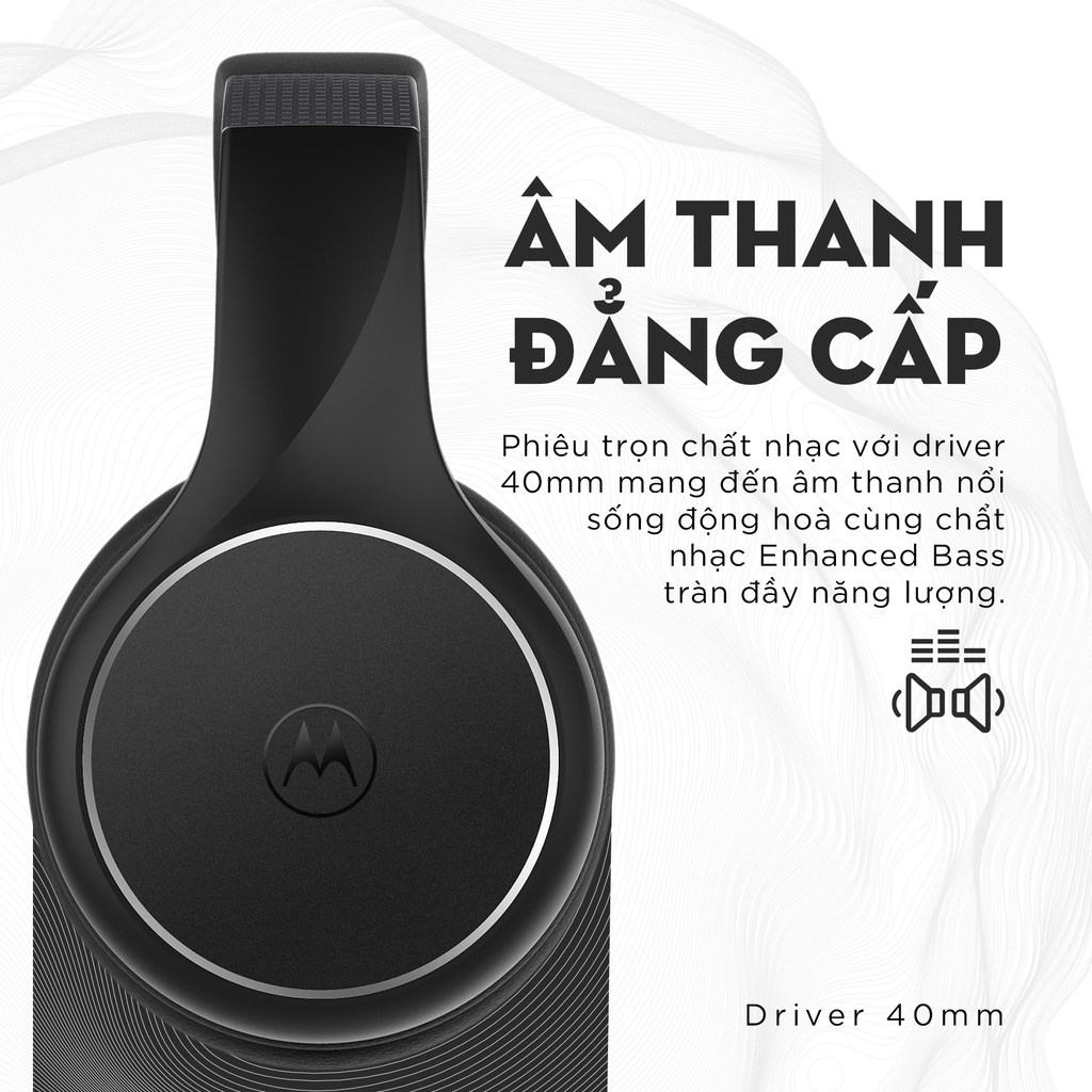 Tai nghe chụp tai không dây Bluetooth Motorola MotoXT220 - Thời gian sử dụng lên đến 24h - Thiết kế gấp nhỏ gọn tiện lợi