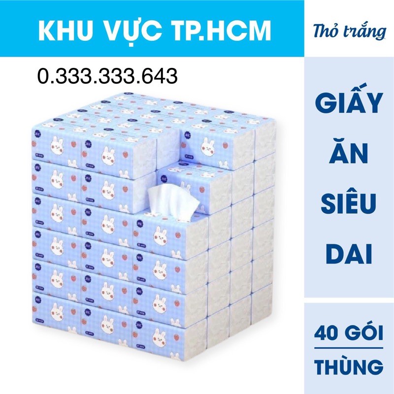 [ Freeship HCM ] Thùng 40 Gói giấy ăn thỏ trắng siêu dai siêu mịn( Nội địa trung )