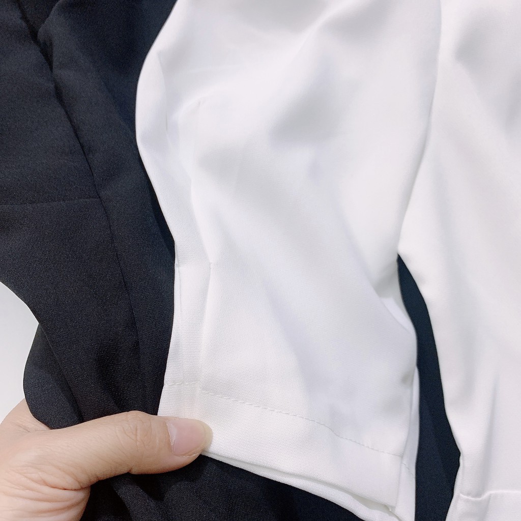 Áo kiểu sơ mi cổ vuông tay phồng phong cách Hàn Quốc sang chảnh đẹp 2 màu đen và trắng - Hia Store ACV0001 | BigBuy360 - bigbuy360.vn