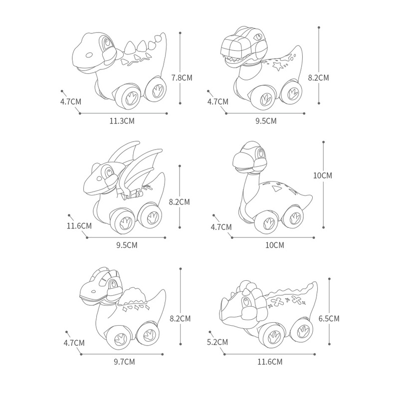 Bộ 6 xe Pull-Back Khủng Long Dễ Thương – KUB