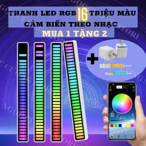 Thanh đèn led rgb nháy theo nhạc,16 TRIỆU MÀU ĐIỀU KHIỂN BẰNG APP TẶNG SẠC, đèn trang trí,decor phòng cảm biến âm thanh | BigBuy360 - bigbuy360.vn