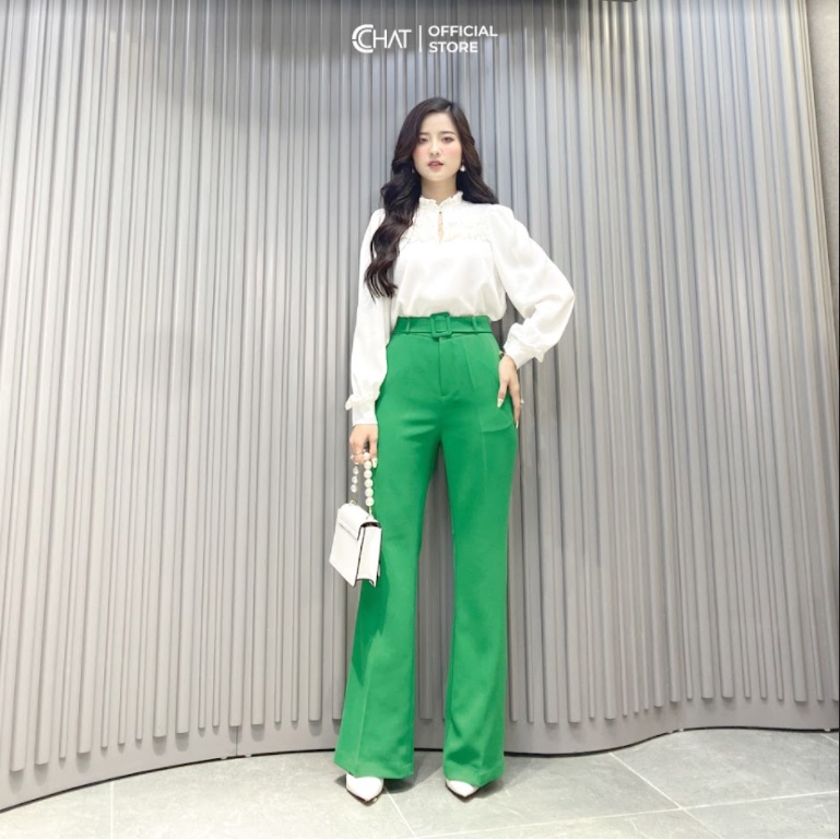 Quần ống loe đai bọc Cchat Clothes