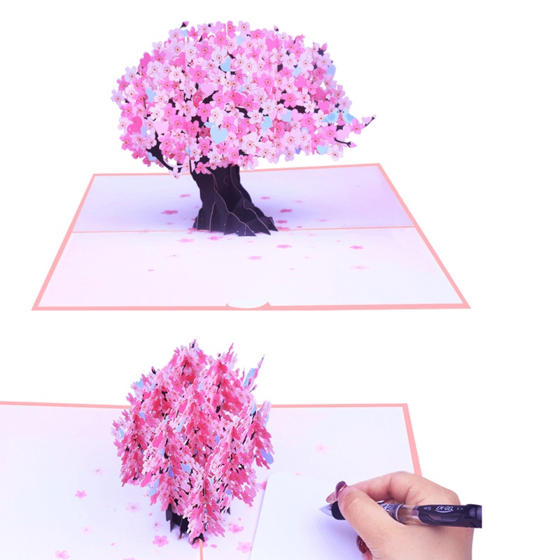 Thiệp Chúc Mừng Lời Chúc Mừng Chim Hoa Anh Đào 3D Cho Ngày Lễ Tình Nhân
