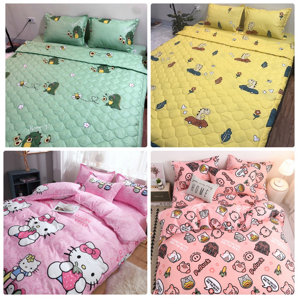 Bộ Ga Gối Cotton Poly 3 Món Các Mẫu Cho Trẻ Em, Em Bé Hình Ngộ Nghĩnh, Đáng Yêu