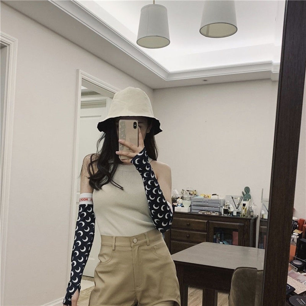 Găng Tay Chống Nắng Hở Ngón In Hình Dễ Thương Cho Nữ