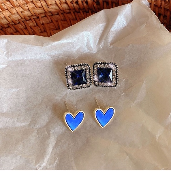 Khuyên Tai Hình Nơ Đính Đá Xanh Mới