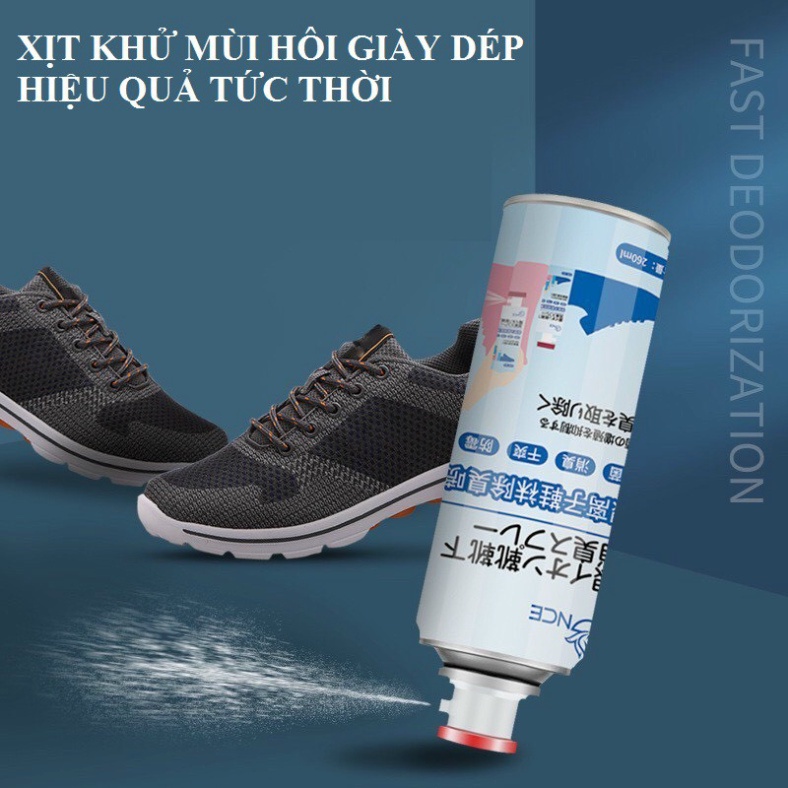 Chai Xịt Khử Mùi Giày,Dép Chống Hôi Chân,Diệt Khuẩn Hiệu Quả Đến 24h Dung Tích 260ml