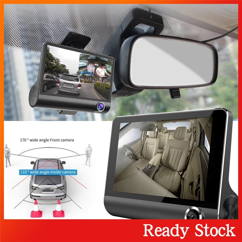 Ready Stock Dash Cam Car Dvr 3 Camera Lens IPS Rear View Multi Function