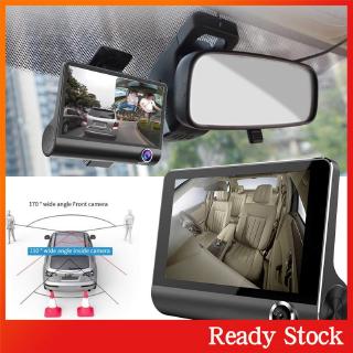 Ready stock dash cam car dvr 3 camera lens ips rear view multi function